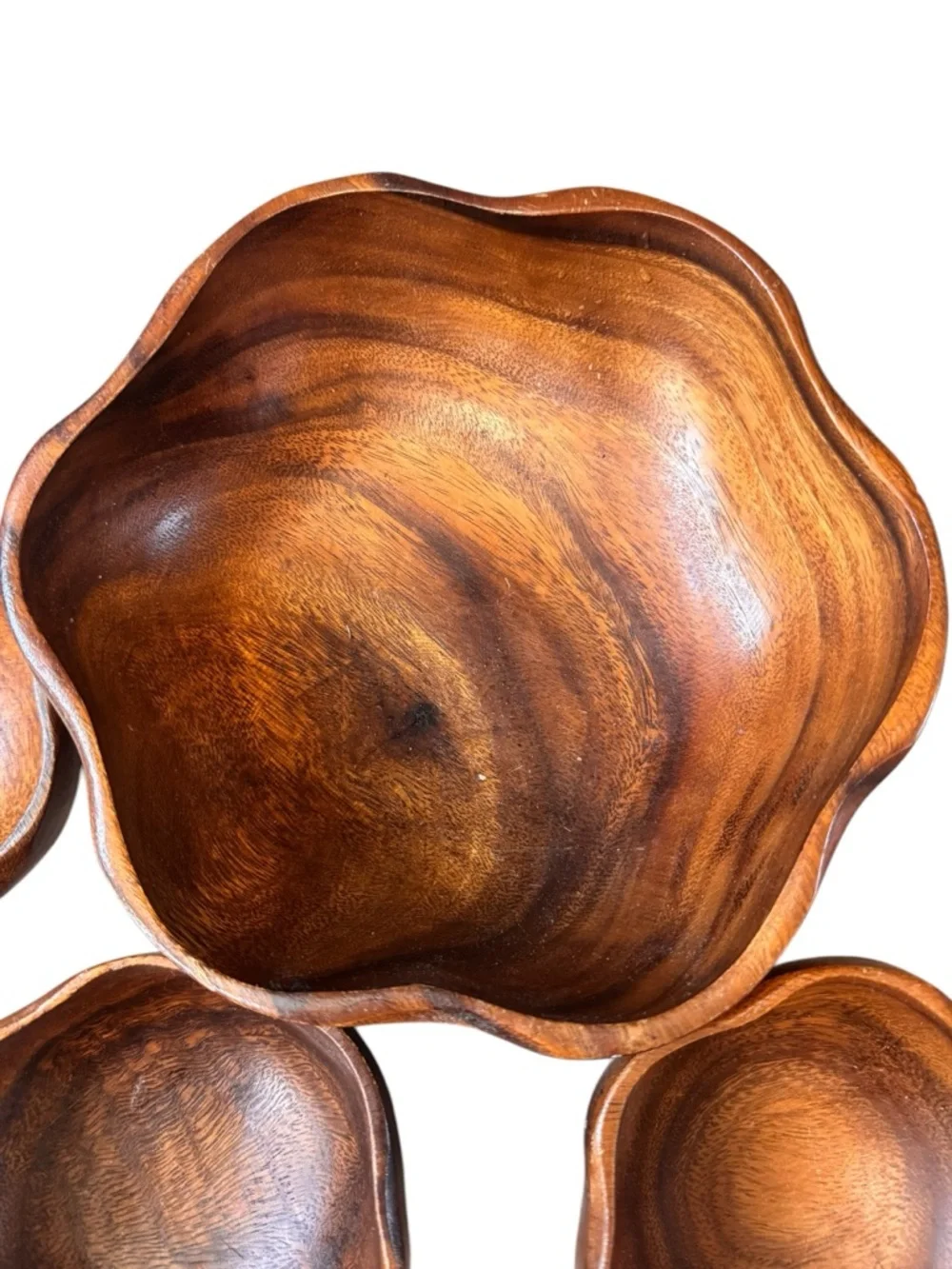 Vintage 5 Piece Monkey Pod Wood Salad Set Made In Philippines Retro Mid Century